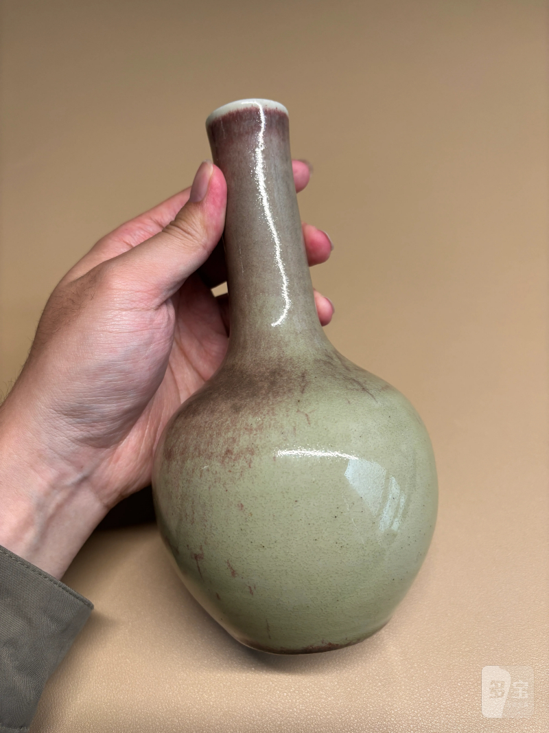 清康熙 豇豆红釉天球瓶 - 图3